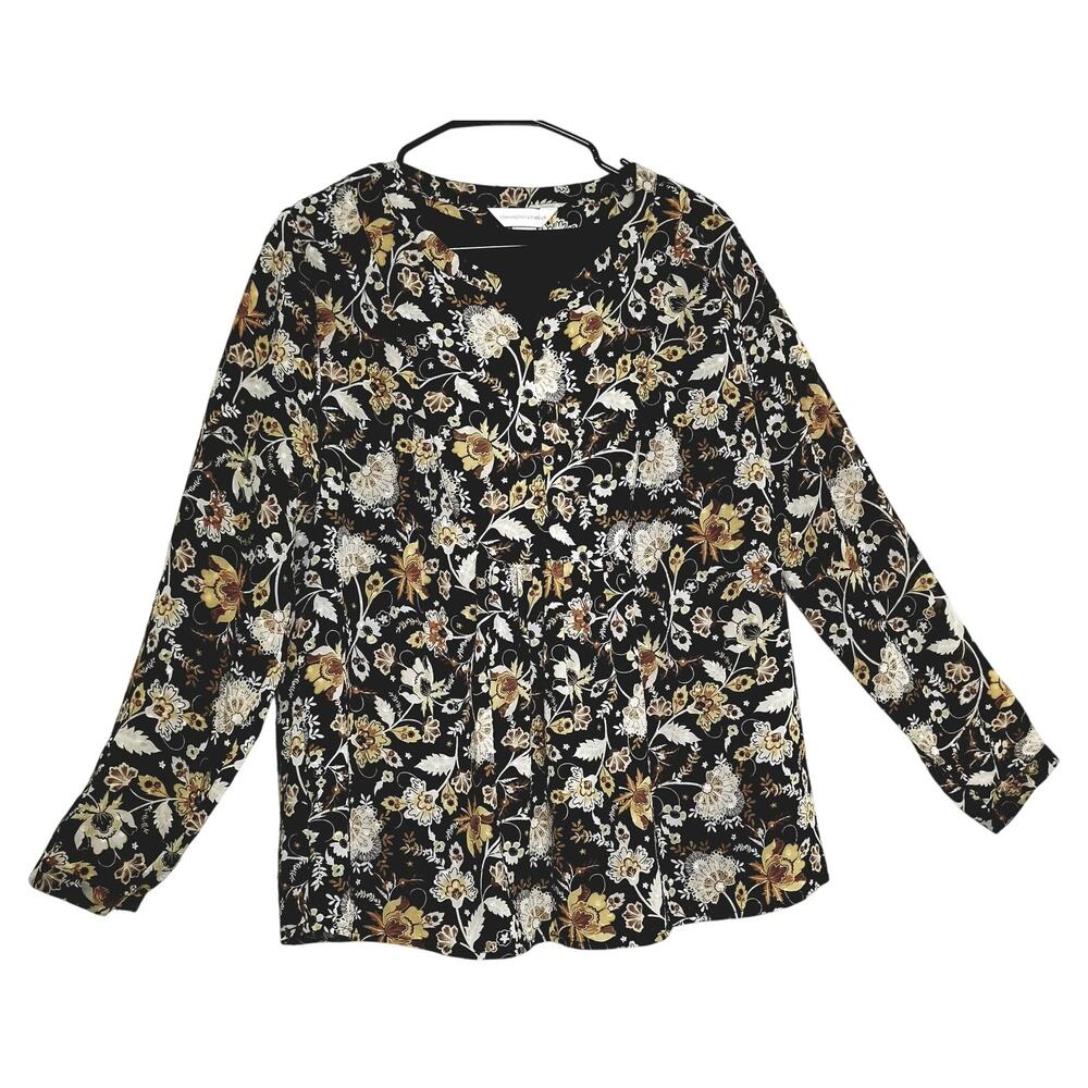 Christopher Banks Multicolor Floral 2 Pc Career Casual Pullover Blouse Size L